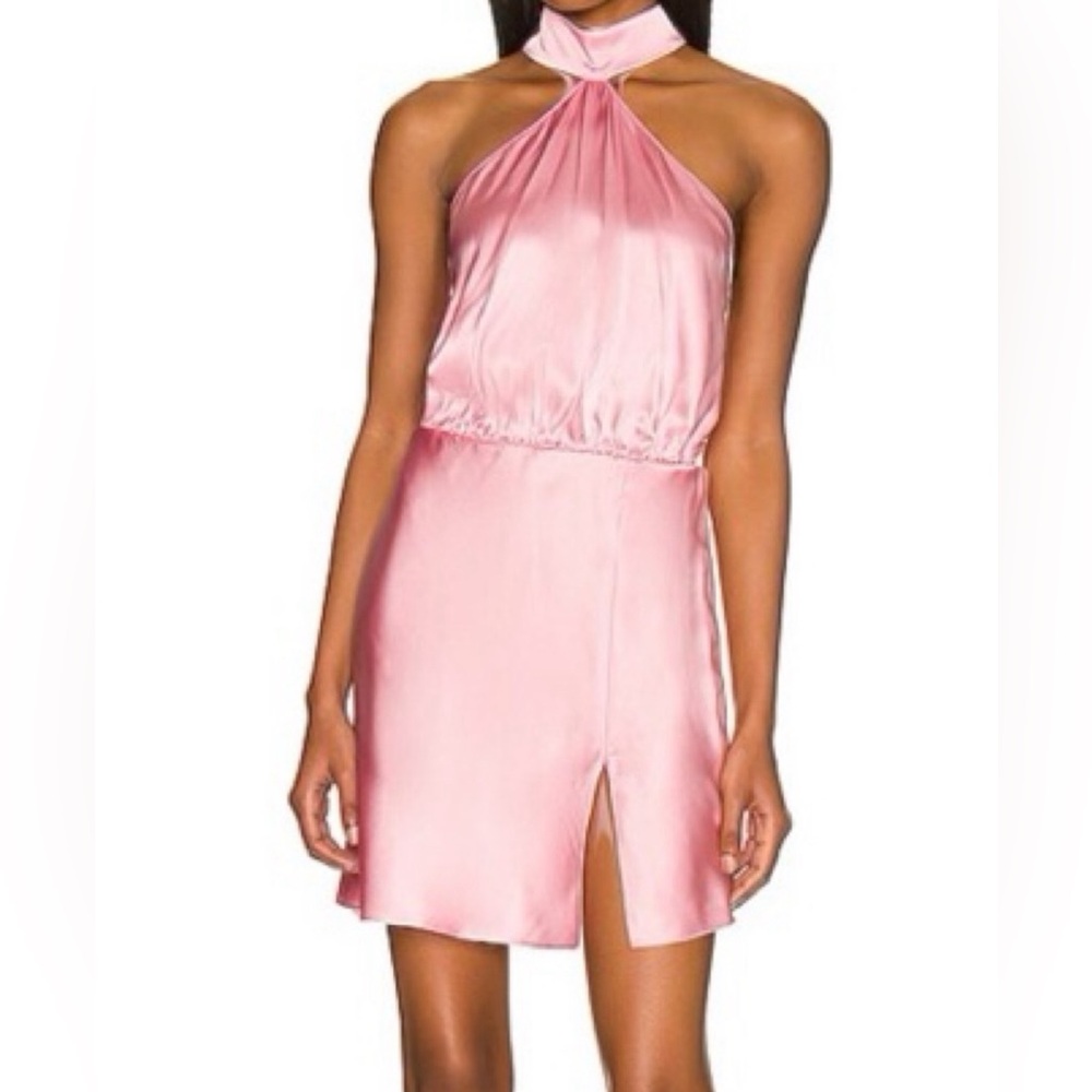 Amanda Uprichard Queens Silk Mini Dress in Flamingo